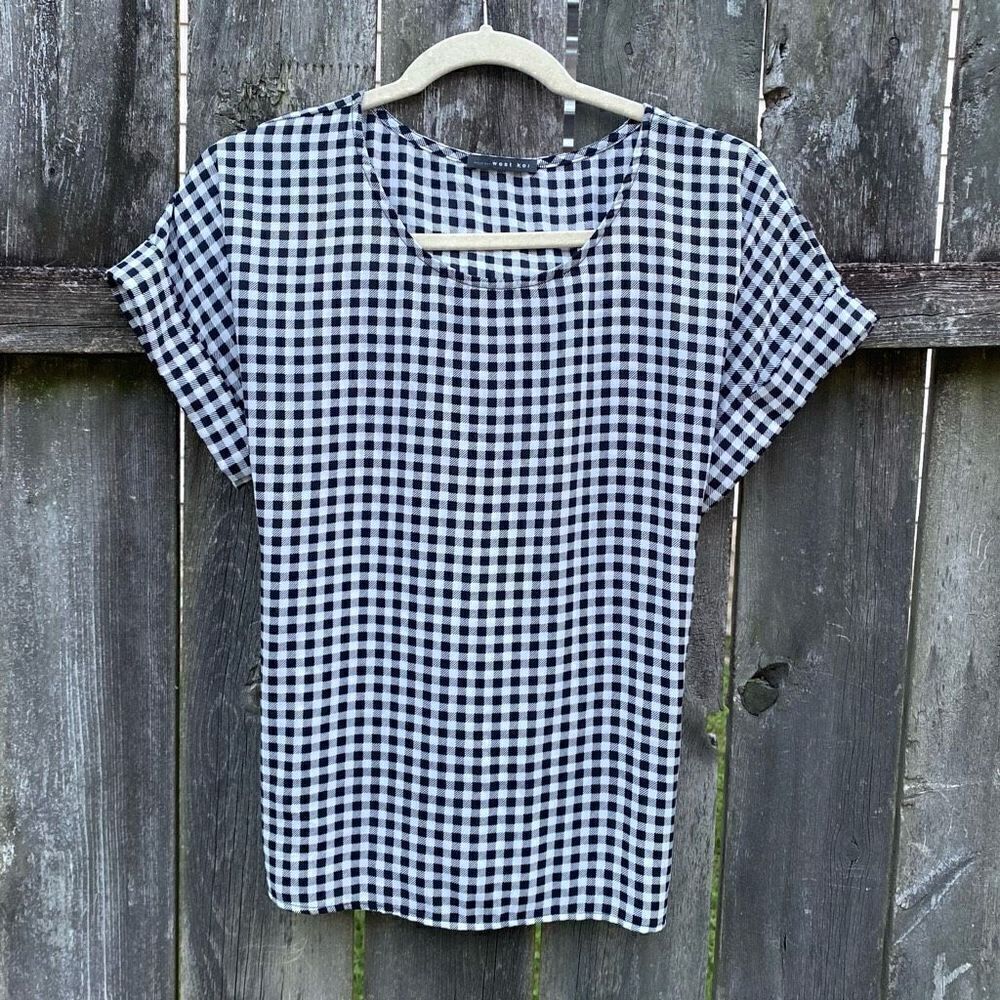 West Kei‎ Black And White Gingham Plaid Blouse | XS